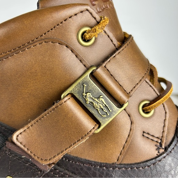 Polo Ralph Lauren Hardy II Pony Leather Brown Black Ankle Boot Men's Size 13 - Picture 9 of 14